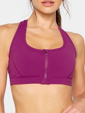 NWOT Fabletics Essential Front Zip Medium Impact Sports Bra